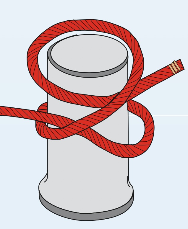 Der Webeleinenstek ist ein universeller Knoten. Er besteht aus zwei halben Schlägen. Manchmal wird zur Sicherheit ein dritter halber Schlag daraufgesetzt.