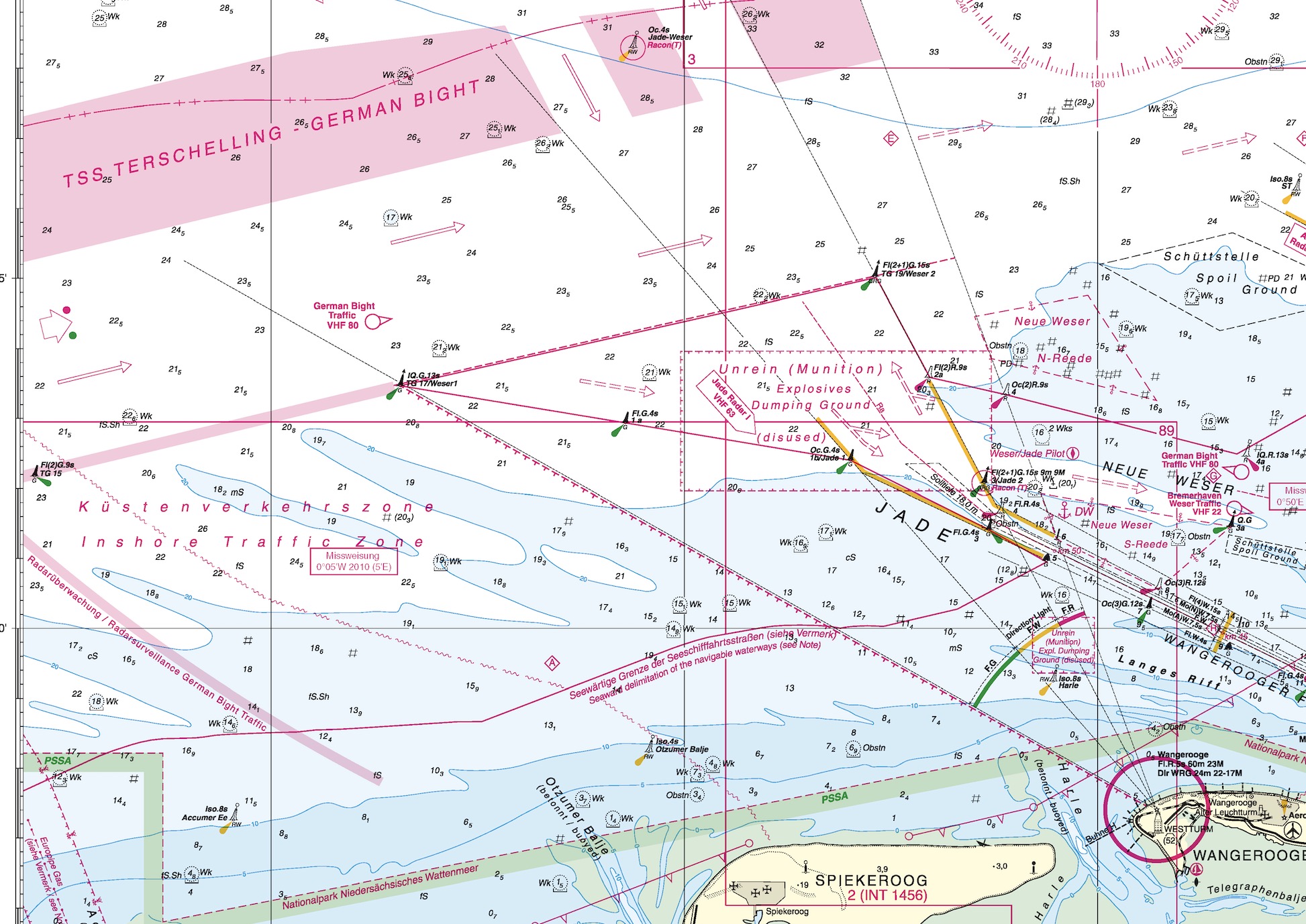 Küstenverkehrszone beim Verkehrstrennungsgebiet Terschelling - German Bight.