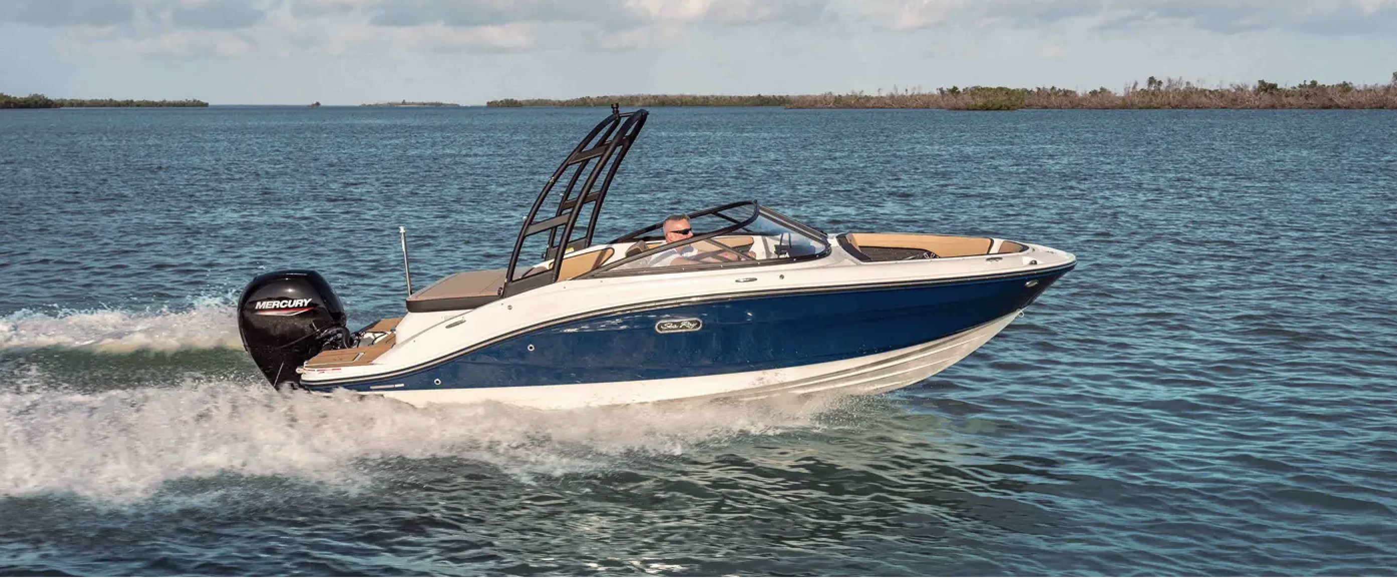 Sea Ray 190 SPOE mit einem 115-PS-Außenbordmotor.