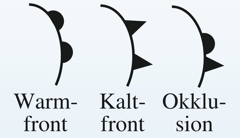 Frontsymbole in Wetterkarten.